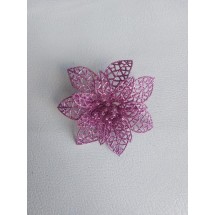 Новогодние украшения с блестками 9,5 см "Пуансетия",цв розовый, цена за 1 шт